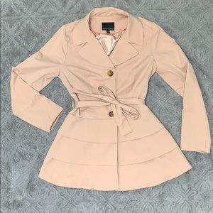 Blush pink pea coat with ruffles